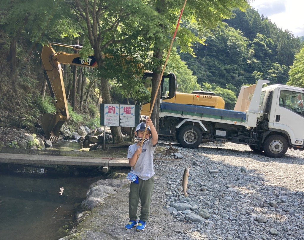 魚を釣り上げたところ